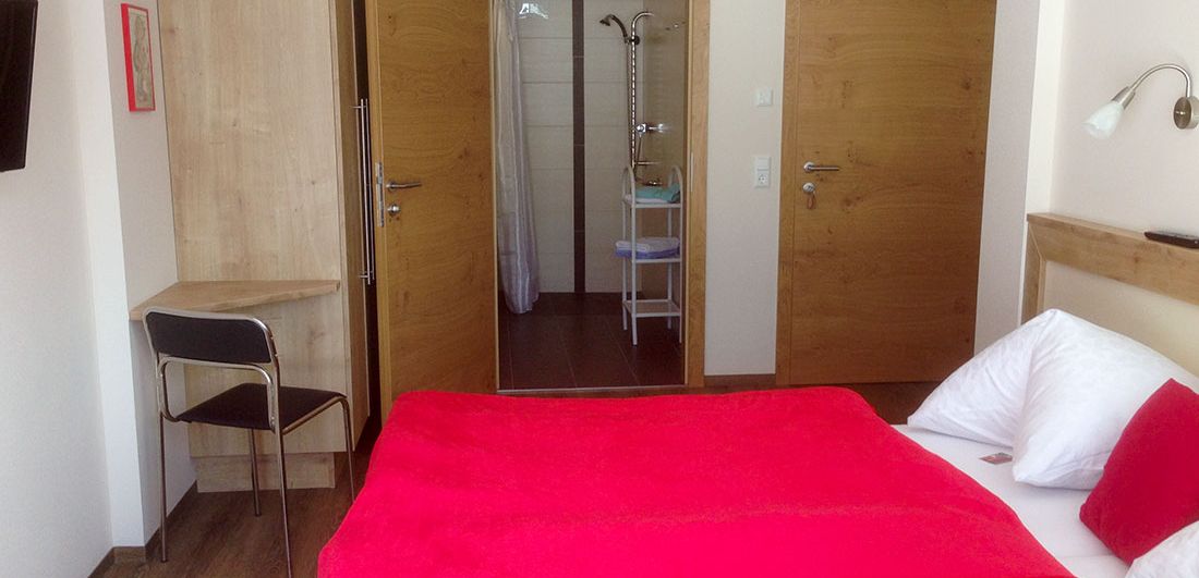 bedroom and bathroom