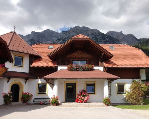 Ferienhaus Außenansicht, Sommer Bio-Bauernhof Simonbauer mit Apartments, Ferienhaus, Penthaus und Zimmer in Ramsau am Dachstein